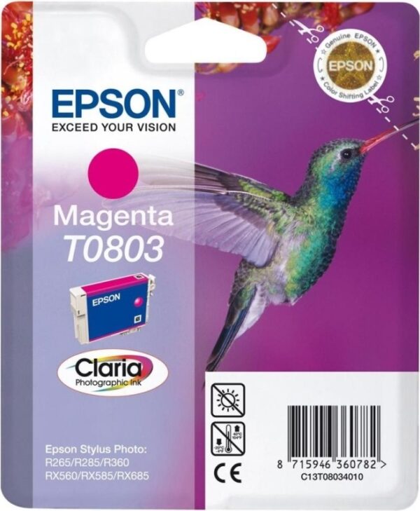 Cartus Cerneala Original Epson Light Magenta, T0803, pentru Stylus Photo R265|360|RX562, , (timbru verde 0.15 lei), „C13T08034011”