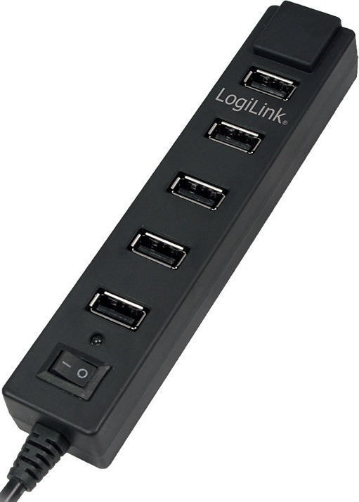 HUB extern LOGILINK, porturi USB: USB 2.0 x 7, conectare prin USB 2.0, alimentare retea 220 V, cablu 0.9 m, negru, „UA0124” (include TV 0.8lei)