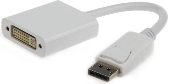 CABLU video GEMBIRD, adaptor DisplayPort (T) la DVI-I DL (M), 10cm, rezolutie maxima 1920 x 1200 la 60 Hz, alb, „A-DPM-DVIF-002-W” (timbru verde 0.08 lei)