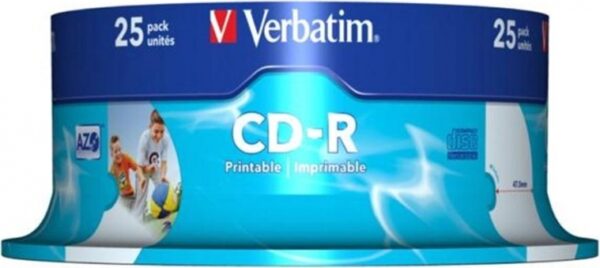 CD-R VERBATIM 700MB, 80min, viteza 52x, 25 buc, spindle, printabil, „AZO Wide Inkjet Printable” „43439/261909”