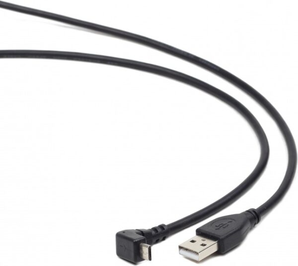 CABLU alimentare si date GEMBIRD, pt. smartphone, USB 2.0 (T) la Micro-USB 2.0 (T) (conector la 90 grade), 1.8m, negru, „CCP-mUSB2-AMBM90-6” (timbru verde 0.08 lei)