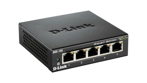 SWITCH D-LINK 5 porturi Gigabit. carcasa metalica, „DGS-105” (timbru verde 2 lei)