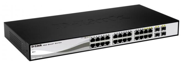 SWITCH D-LINK SMART 24 porturi Gigabit + 4 porturi Combo SFP, carcasa metalica, rackabil, „DGS-1210-24” (timbru verde 2 lei)