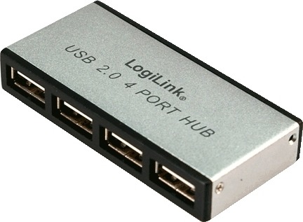 HUB extern LOGILINK, porturi USB: USB 2.0 x 4, conectare prin USB 2.0, alimentare retea 220 V, argintiu cu negru, „UA0003” (include TV 0.8lei)