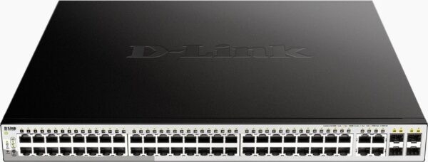 SWITCH PoE D-LINK Smart 48 porturi Gigabit (48 PoE) + 4 porturi combo SFP, IEEE 802.3af/at, carcasa metalica, „DGS-1210-52MP”(timbru verde 2 lei)