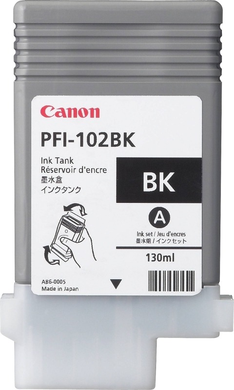 Cartus Cerneala Original Canon Black, PFI-102B, pentru LP17|LP24|iPF500|iPF6X0|iPF7X0, , incl.TV 0.11 RON, „CF0895B001AA”