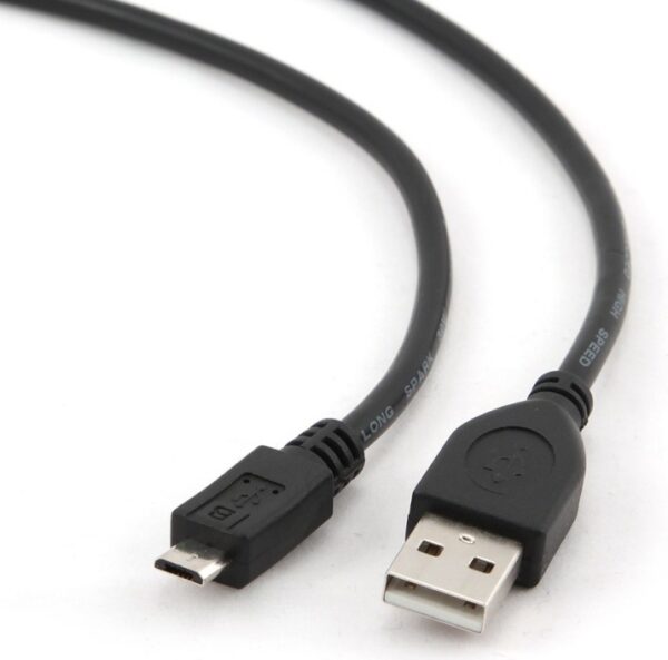 CABLU alimentare si date GEMBIRD, pt. smartphone, USB 2.0 (T) la Micro-USB 2.0 (T), 0.5m, negru, „CCP-mUSB2-AMBM-0.5M” (include TV 0.06 lei)