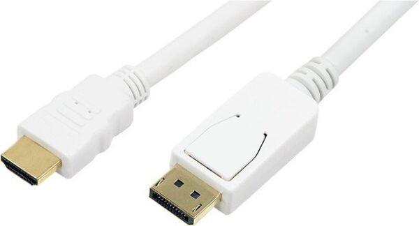 CABLU video LOGILINK, adaptor DisplayPort (T) la HDMI (T), 2m, conectori auriti, Full HD (1920 x 1080) la 60 Hz, alb, „CV0055” (timbru verde 0.8 lei)