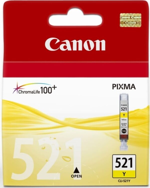 Cartus Cerneala Original Canon Yellow, CLI-521Y, pentru iP3600|iP4600|MP540|MP620, , (timbru verde 0.15 lei), „BS2936B001AA”