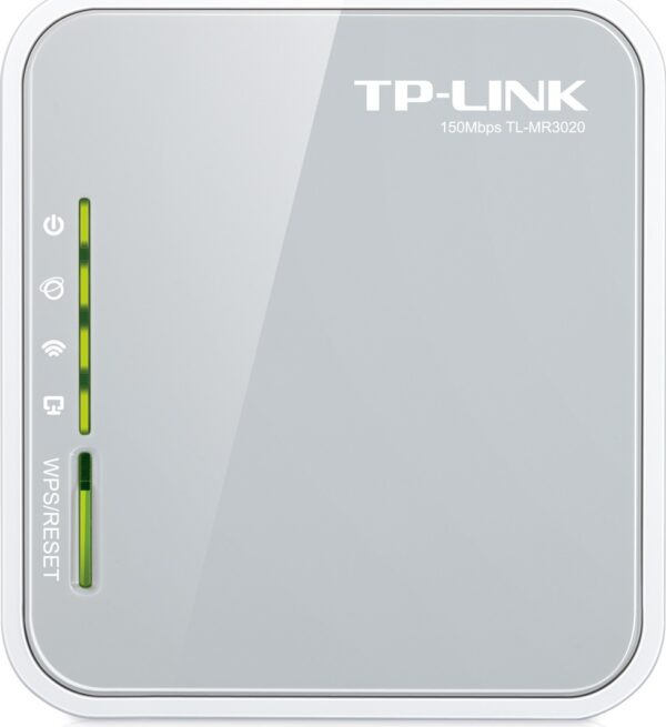 ROUTER TP-LINK wireless. portabil, 3G 150Mbps, 1 port WAN/LAN, compatibil UMTS/HSPA/EVDO, 3G USB modem, 2.4GHz, 802.11n/g/b, TL-MR3020 (timbru verde 0.8 lei)