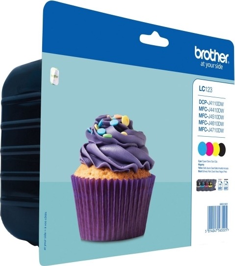 Combo-Pack Original Brother CMYK, LC123VALBP, pentru DCP-J4110| MFC-J4410|J4510|J4610|J4710|J6520|J6920, 4×600, incl.TV 0.11 RON, „LC123VALBP”