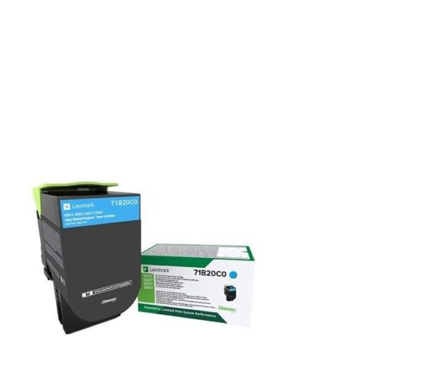 Toner Original Lexmark Cyan, 71B20C0, pentru CX317|CS317|CX417|CS417, 2.5K, (timbru verde 1.2 lei) , „71B20C0”