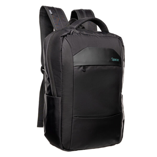 RUCSAC SPACER, pt. notebook de max. 15.6″, 1 compartiment, buzunar frontal x 2, buzunar lateral x 2, waterproof, poliester, negru, „Dandy”, „SPB-DANDY”