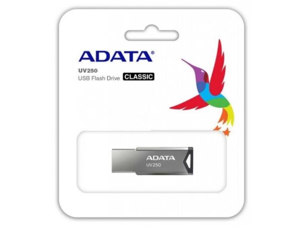 MEMORIE USB 2.0 ADATA 16 GB, clasica, carcasa aluminiu, argintiu, „AUV250-16G-RBK” (timbru verde 0.03 lei)