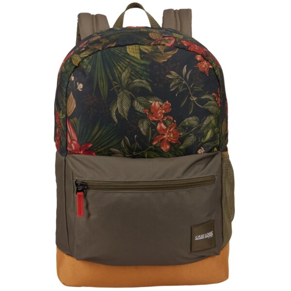 RUCSAC CASE LOGIC, pt. notebook de max. 15.6 inch, 1 compartiment, buzunar frontal | buzunar lateral x 2, waterproof, poliester, maro / floral, „CCAM-1116 MULTI FLORAL/CUMIN”