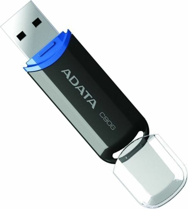 MEMORIE USB 2.0 ADATA 16 GB, cu capac, carcasa plastic, negru, „AC906-16G-RBK” (timbru verde 0.03 lei)