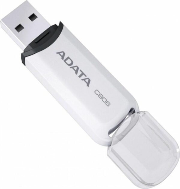 MEMORIE USB 2.0 ADATA 32 GB, cu capac, carcasa plastic, alb, „AC906-32G-RWH” (timbru verde 0.03 lei)