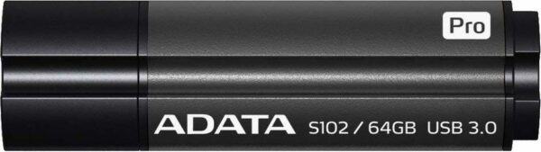 MEMORIE USB 3.1 ADATA 64 GB, cu capac, carcasa aluminiu, negru / gri, „AS102P-64G-RGY” (include TV 0.03 lei)