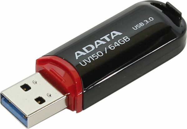 MEMORIE USB 3.2 ADATA 64 GB, cu capac, carcasa plastic, negru, „AUV150-64G-RBK” (timbru verde 0.03 lei)
