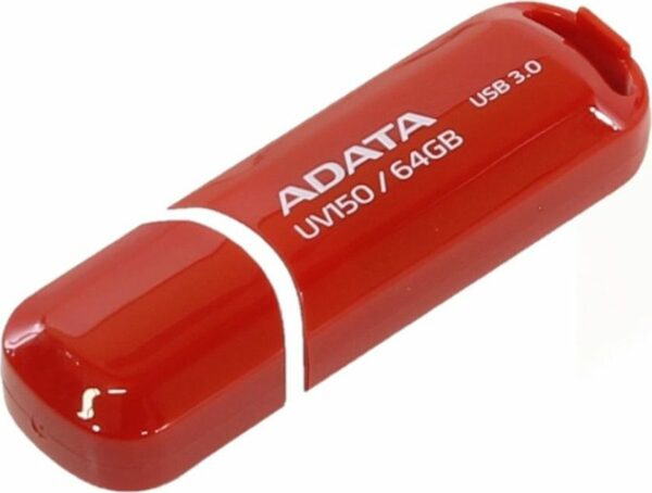 MEMORIE USB 3.2 ADATA 64 GB, cu capac, carcasa plastic, rosu, „AUV150-64G-RRD” (timbru verde 0.03 lei)