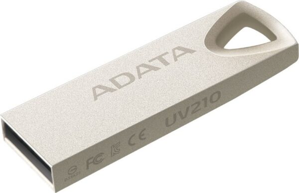 MEMORIE USB 2.0 ADATA 16 GB, clasica, carcasa metalica, argintiu, „AUV210-16G-RGD” (timbru verde 0.03 lei)