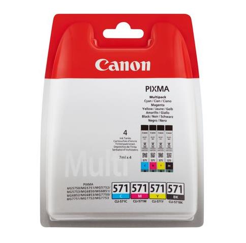 Combo-Pack Original Canon CMYK, CLI-571MULTI, pentru Pixma MG5750|MG5751|MG6850|MG6851|MG7750|MG7751|MG7752|TS5050|TS5051|TS5053|TS5055|TS6050|TS8050|TS9050, , incl.TV 0.11 RON, „BS0386C005AA”