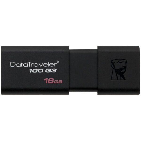 MEMORIE USB 3.0 KINGSTON 16 GB, cu capac, carcasa plastic, negru, „DT100G3/16GB” (include TV 0.03 lei)