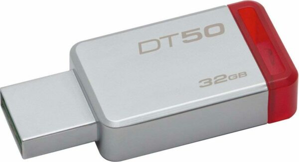 MEMORIE USB 3.1 KINGSTON 32 GB, profil mic, carcasa metalic, argintiu, „DT50/32GB” (timbru verde 0.03 lei)