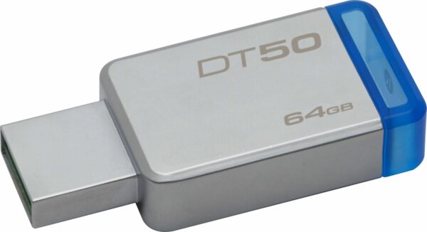 MEMORIE USB 3.1 KINGSTON 64 GB, profil mic, carcasa metalic, argintiu, „DT50/64GB” (include TV 0.03 lei)