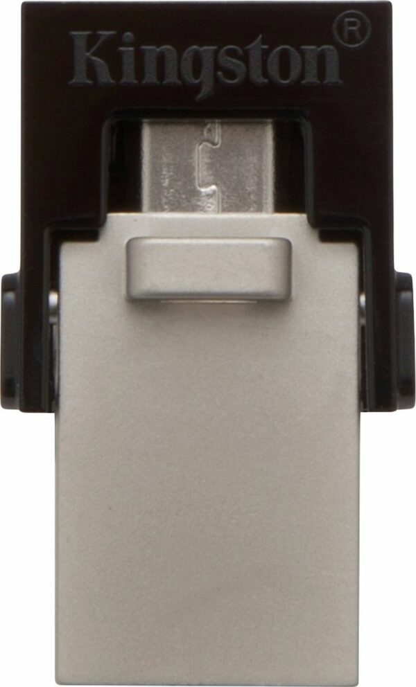 MEMORIE USB 3.0 | microUSB 3.0 KINGSTON 32 GB, profil mic | OTG, carcasa metalic & plastic, negru / argintiu, „DTDUO3/32GB” (include TV 0.03 lei)