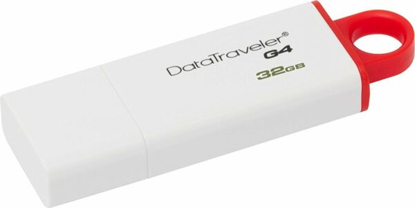 MEMORIE USB 3.0 KINGSTON 32 GB, cu capac, carcasa plastic, alb / rosu, „DTIG4/32GB” (include TV 0.03 lei)