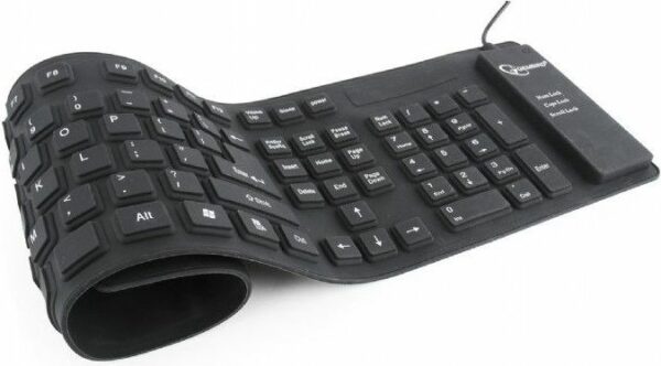 TASTATURA GEMBIRD USB, 109 taste, silicon, flexibila, water-proof, dust-proof, black, „KB-109F-B” (timbru verde 0.8 lei)