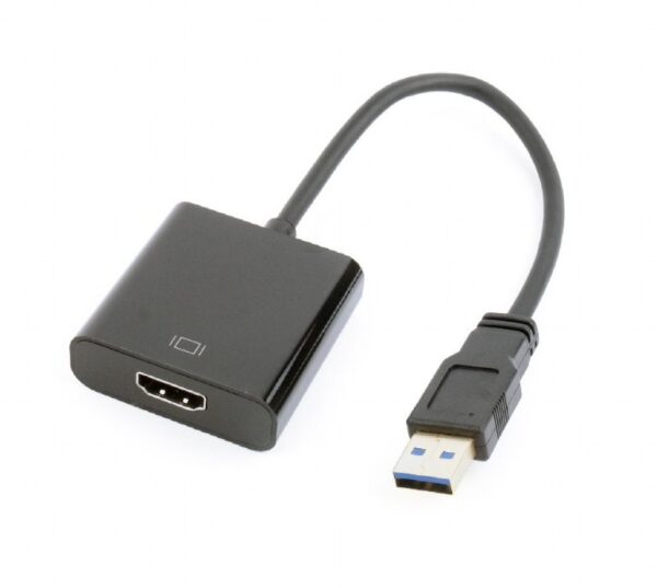 CABLU video GEMBIRD, adaptor USB 3.0 (T) la HDMI (M), 15cm, rezolutie maxima Full HD (1920 x 1080) la 60Hz, negru, „A-USB3-HDMI-02” (timbru verde 0.08 lei)