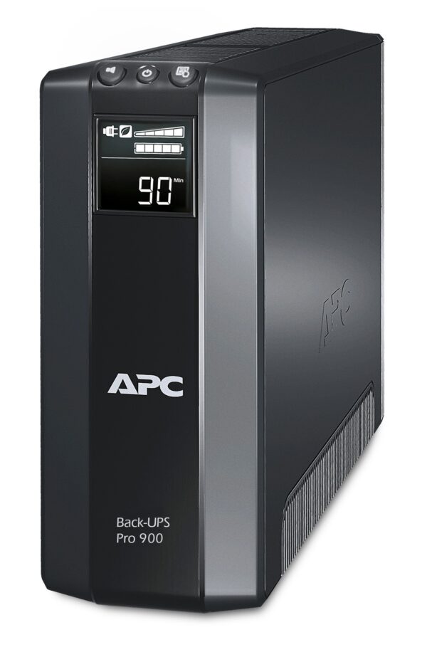 UPS APC, ” Back-UPS RS”, Line Int. cu management, mini tower, 900VA/540W, AVR, Schuko x 5, 1 x baterie APCRBC123, display LCD, back-up 11 – 20 min., „BR900G-GR”, SP prelungire garantie(WBEXTWAR1YR-SP-01/WBEXTWAR3YR-SP-01), (timbru verde 11 lei)