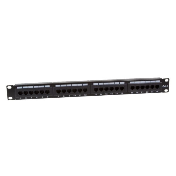 PATCH PANEL LOGILINK 24 porturi, UTP, Cat6, 1U pentru rack 19″, black, „NP0004”