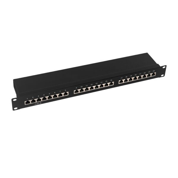 PATCH PANEL LOGILINK 24 porturi, STP, Cat6, 1U pentru rack 19″, black, „NP0055”