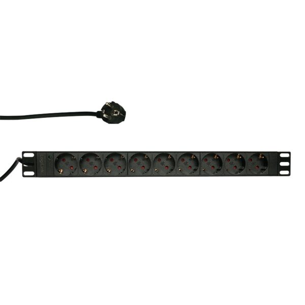 PDU LOGILINK 1U pt. rack 19 inch, 9 prize Schuko, intrare Schuko, max 16 A, 2 m, „PDU9C03” (timbru verde 0.8 lei)