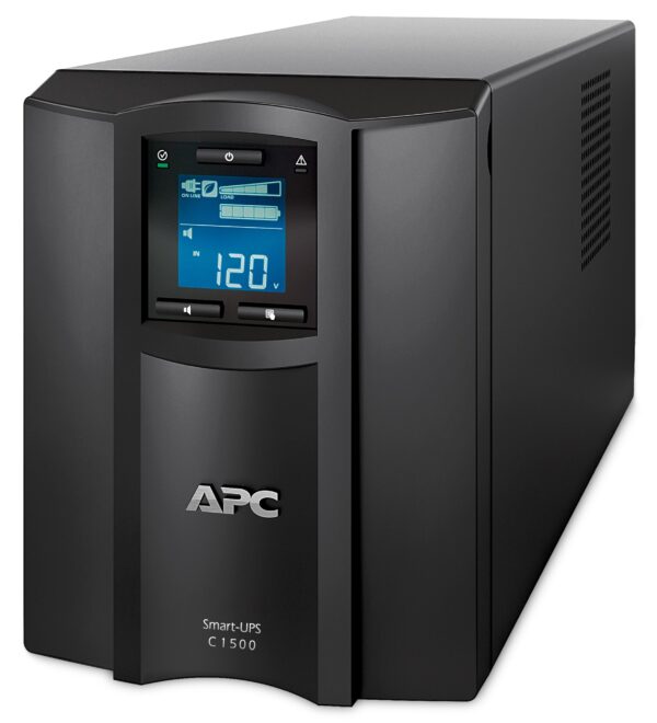 UPS APC, „Smart-UPS C”, Line Int. sin pura mgmt, mini tower, 1500VA / 900W, AVR, IEC x 8, 1 x baterie RBC6, display LCD, back-up 21 – 30 min., „SMC1500IC”,SP prelungire garantie (WBEXTWAR1Y R-SP-03/WBEXTWAR3YR-SP-03), (timbru verde 11 lei)