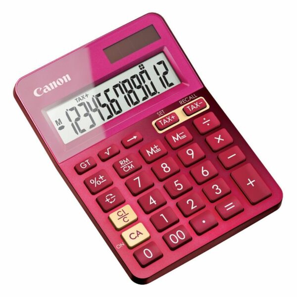 Calculator de birou CANON, LS-123K PK, ecran 12 digiti, alimentare solara si baterie, display LCD, functie business, tax si conversie moneda, roz, „BE9490B003AA” (timbru verde 0.18 lei)