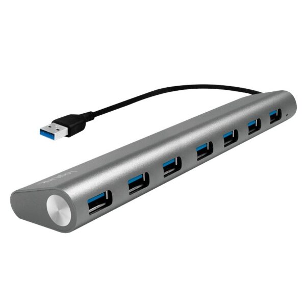 HUB extern LOGILINK, porturi USB: USB 3.0 x 7, conectare prin USB 3.0, cablu 0.1 m, argintiu, „UA0308” (include TV 0.8lei)