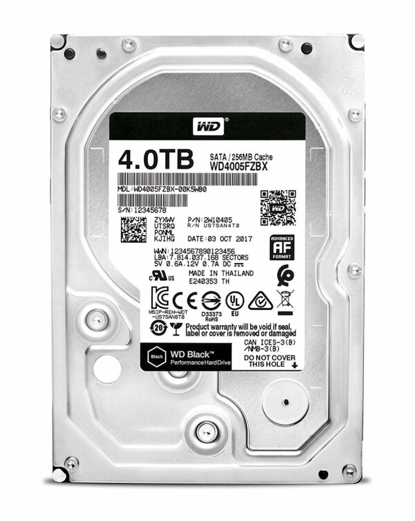 HDD WD 4 TB, Black, 7.200 rpm, buffer 256 MB, pt. desktop PC, „WD4005FZBX”