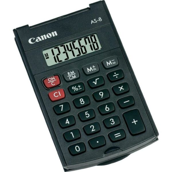 Calculator de birou CANON,AS-8, ecran 8 digiti, alimentare baterie, display LCD, negru, „BE4598B001AA” (timbru verde 0.18 lei)