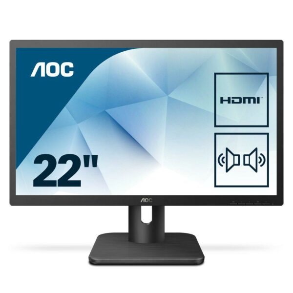 MONITOR AOC 21.5″, home, office, TN, Full HD (1920 x 1080), Wide, 250 cd/mp, 2 ms, VGA, DVI, HDMI, „22E1D” (timbru verde 7 lei)