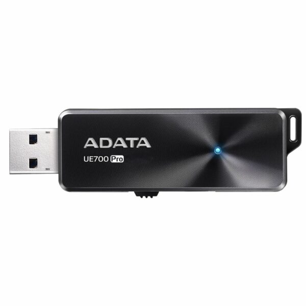 MEMORIE USB 3.2 ADATA 128 GB, retractabila, carcasa aluminiu, negru, „AUE700PRO-128G-CBK” (timbru verde 0.03 lei)