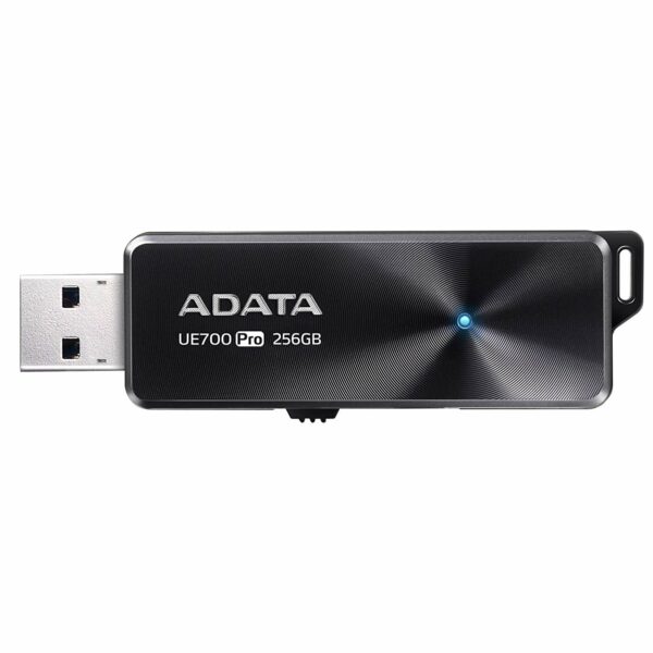 MEMORIE USB 3.2 ADATA 256 GB, retractabila, carcasa aluminiu, negru, „AUE700PRO-256G-CBK” (timbru verde 0.03 lei)