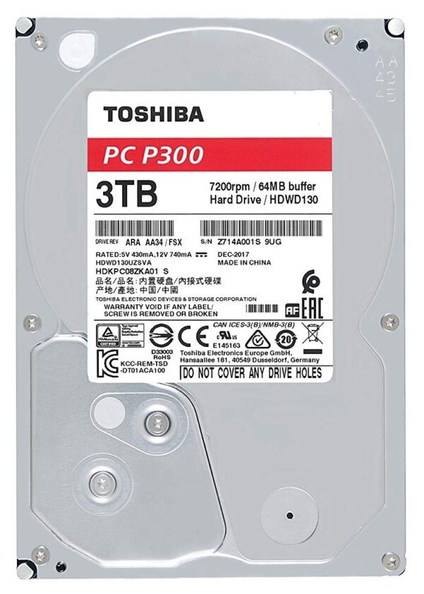 HDD TOSHIBA 3 TB, P300, 7.200 rpm, buffer 64 MB, pt. desktop PC, „HDWD130UZSVA”