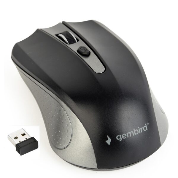 MOUSE GEMBIRD, PC sau NB, wireless, 2.4GHz, optic, 1600 dpi, butoane/scroll 4/1, , negru / gri, „MUSW-4B-04-GB” (timbru verde 0.18 lei)