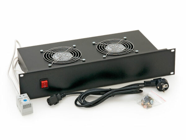 PANOU ventilatie TRITON pentru rack de podea 19″, 2 ventilatoare 230V/60W cu termostat, negru (RAB-CH-X01-A1) „RAB-CH-X01-A1” (timbru verde 11 lei)