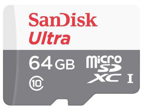 ADAPTOR card MicroSD SANDISK, 64 GB, microSDXC, clasa 10, standard UHS-I U1, „SDSQUNS-064G-GN3MA” (include TV 0.03 lei)