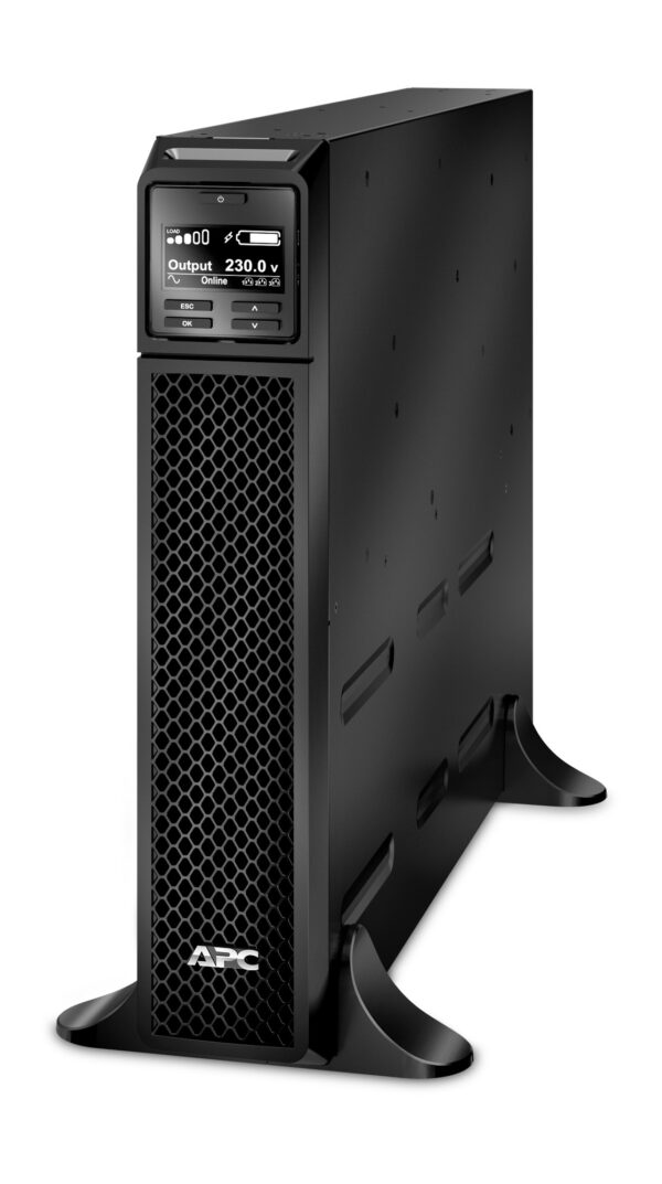 UPS APC, „Smart-UPS SRT”, Online cu sinusoida pura, tower, rack, 3000VA/2700W, AVR, IEC x 10, 1 x baterie APCRBC152, display LCD, back-up 11 – 20 min., „SRT3000XLI” (timbru verde 40 lei)